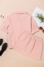 Half Zip Half Sleeve Top and Skirt Set