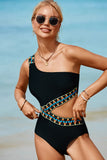Cutout Single Shoulder One-Piece Swimwear - felvior