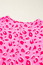 Leopard V Neck Loose Short Sleeve Top