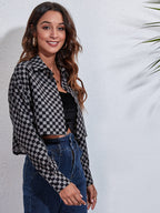 Button Down Printed Cropped Jacket