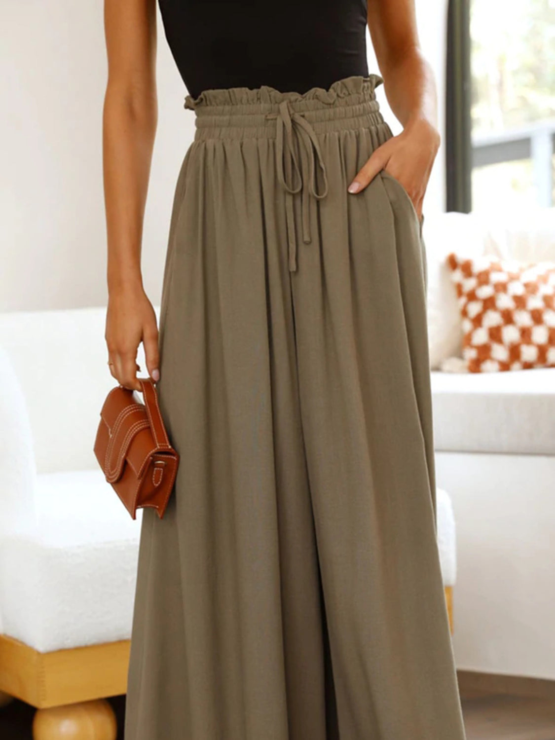 Wide Leg Pants with Pockets - felvior