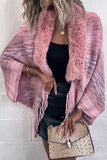Open Front Fringe Hem Poncho - felvior