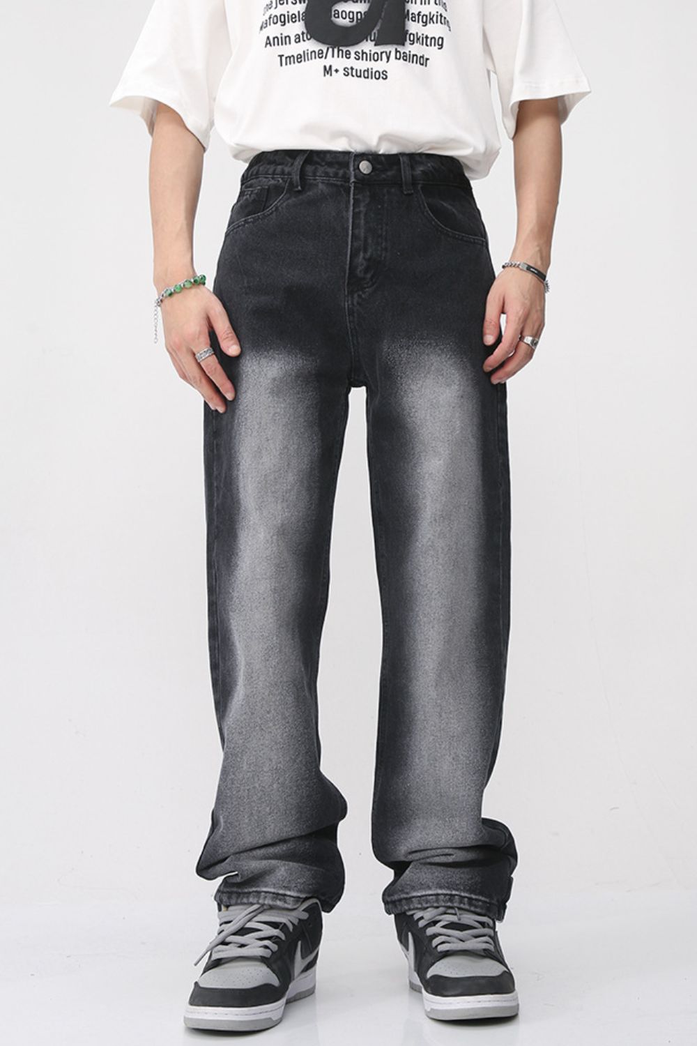Men's Washed Straight Leg Jeans Hauptbild