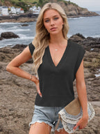 Ribbed Hem V-Neck Sweater Vest