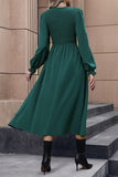 Perfee Smocked Long Sleeve Midi Dress - felvior
