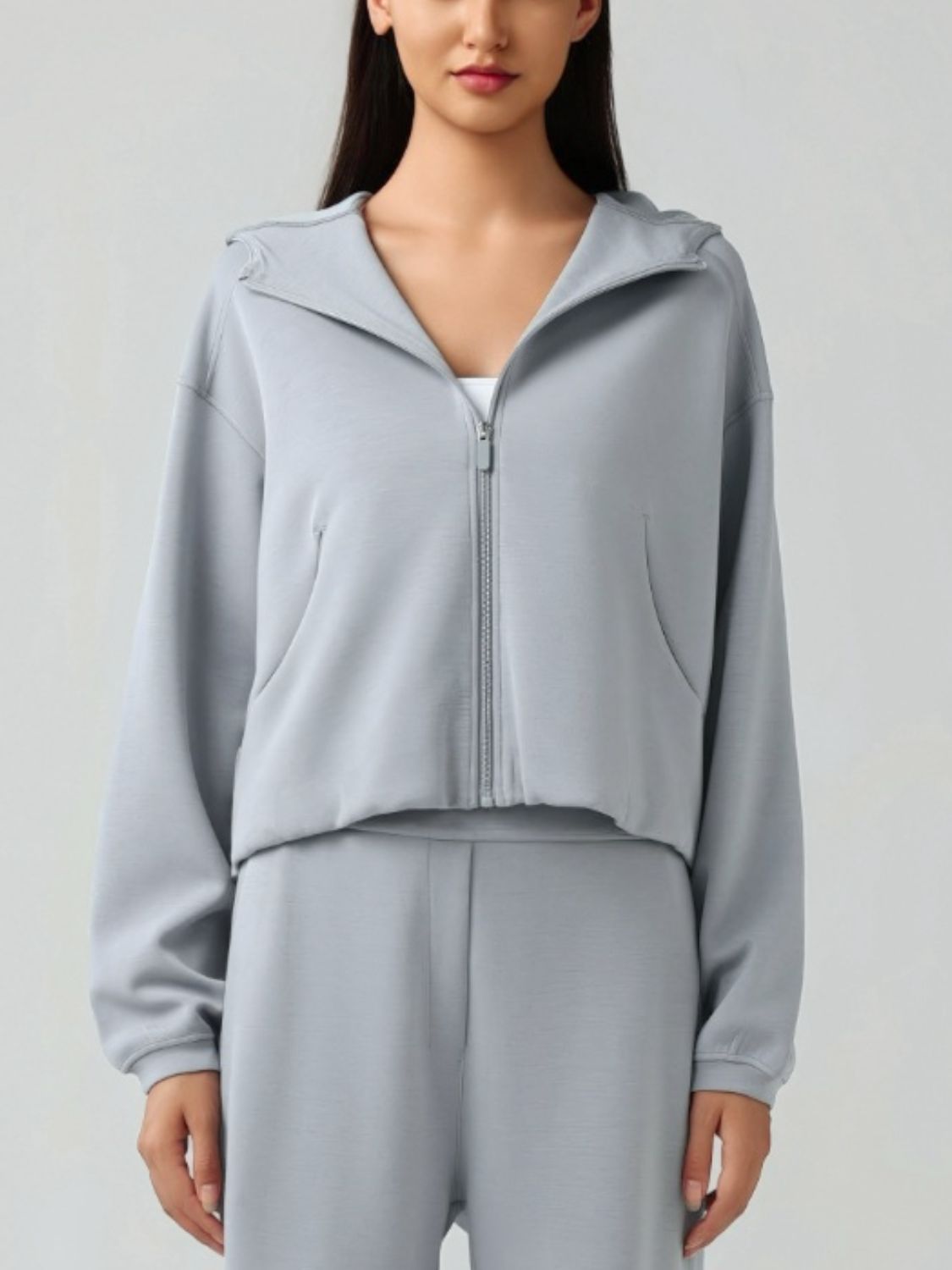 Millennia Zip Up Dropped Shouder Active Hooded - felvior