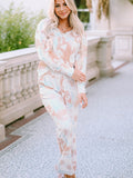 Printed Long Sleeve Top and Wide Leg Pants Lounge Set - felvior