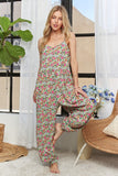 Adora Floral V-Neck Spaghetti Strap Overalls - felvior