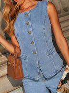 Button Down Denim Vest