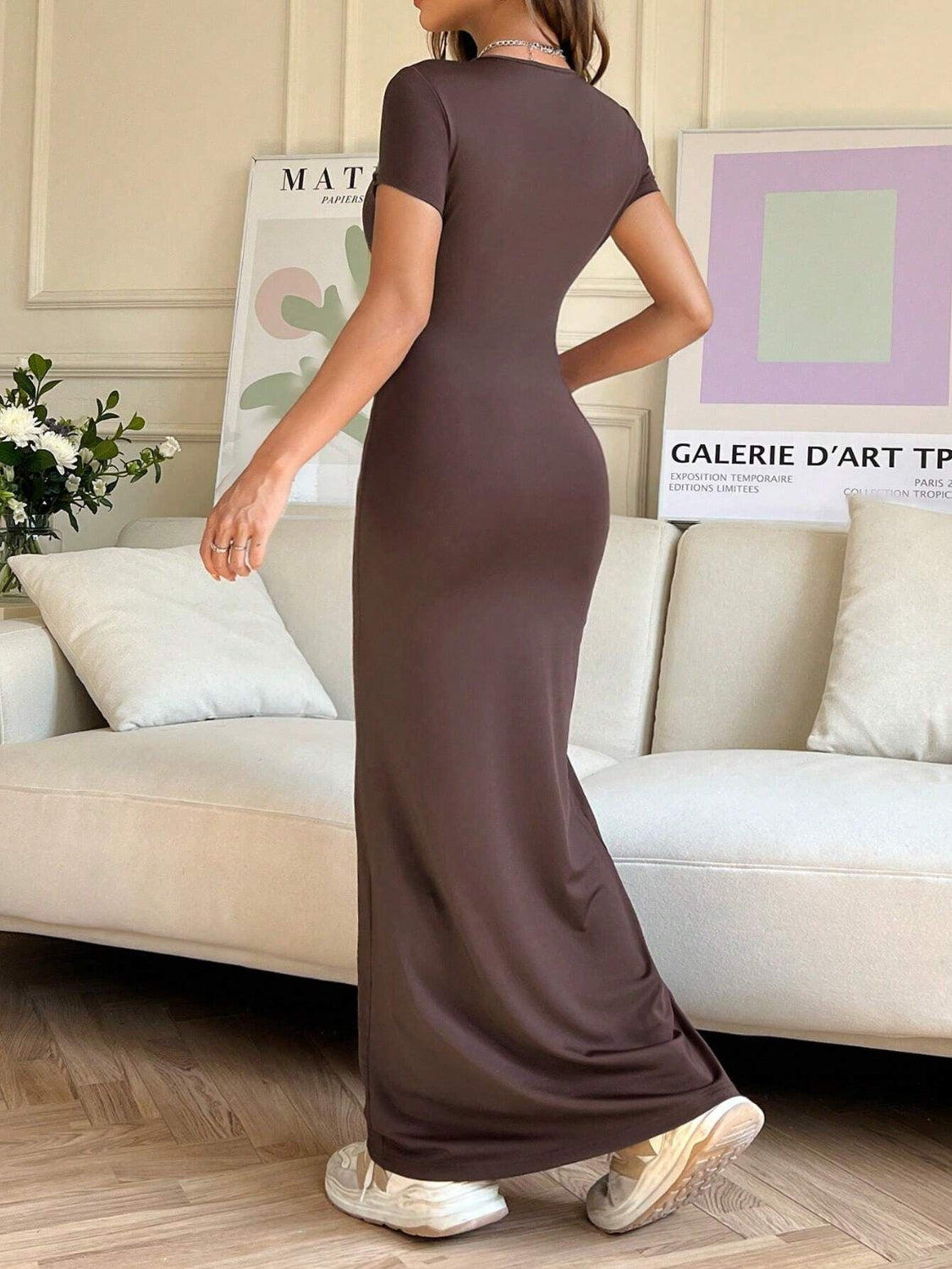 Short Sleeve Maxi Tee Dress - felvior