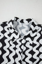 Button Down Contrast Striped Cover-Up