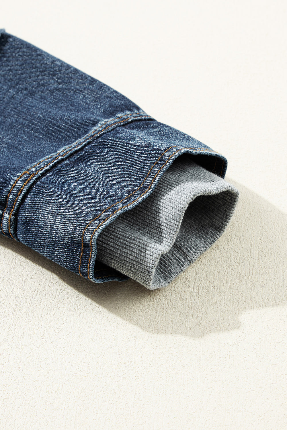 Fake Two-Piece Hooded Zip-Up Denim Jacket - felvior