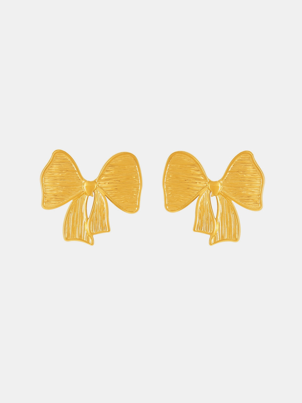 18K Gold-Plated Stainless Steel Bow Earrings and Necklace Set - felvior