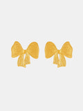 18K Gold-Plated Stainless Steel Bow Earrings and Necklace Set - felvior