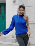 Cable-Knit Round Neck Asymmetrical Sweater - felvior
