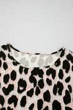 Leopard Layered Ruffled Cap Sleeve Blouse
