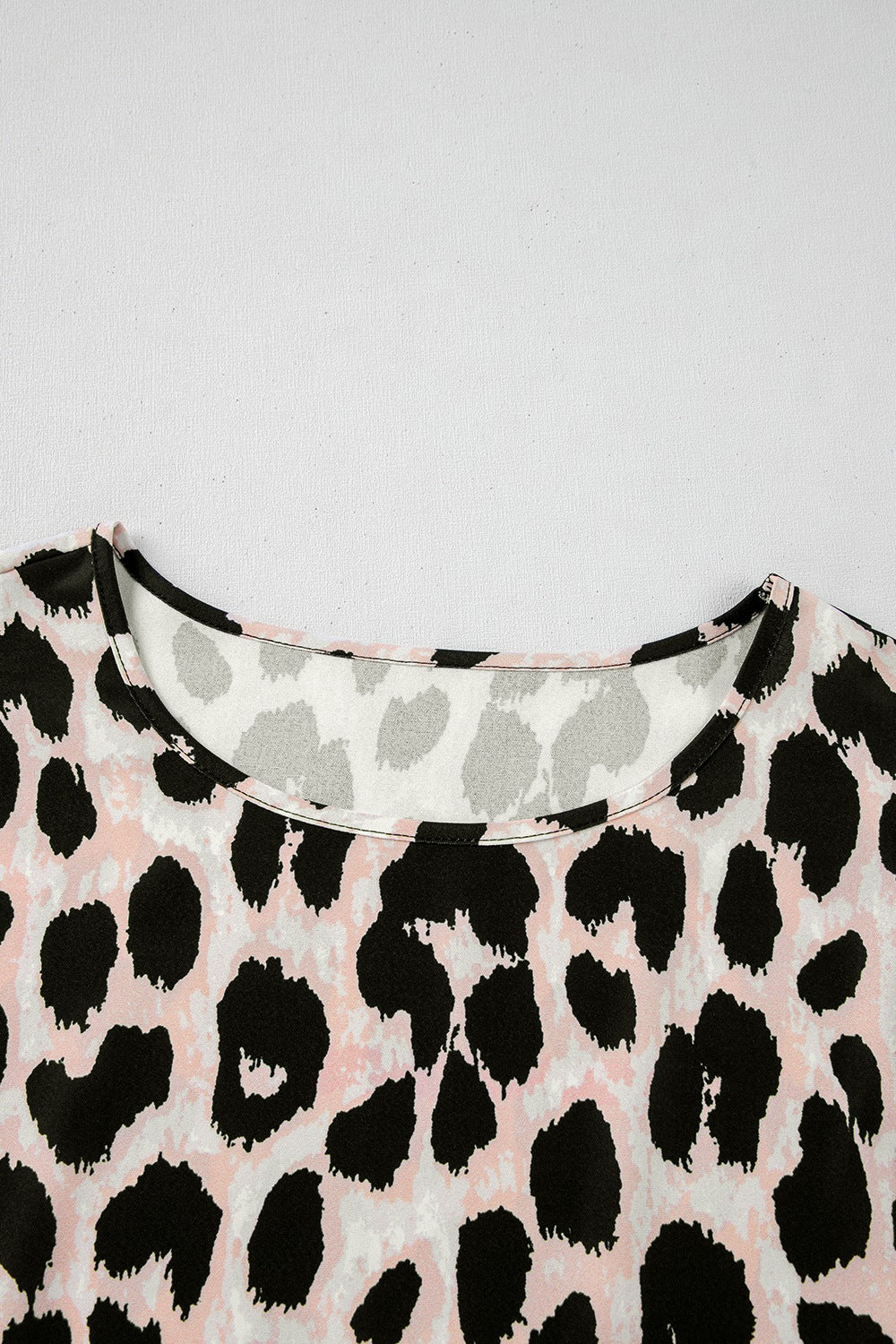 Leopard Layered Ruffled Cap Sleeve Blouse