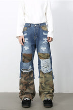 Men's Distressed Camouflage Jeans