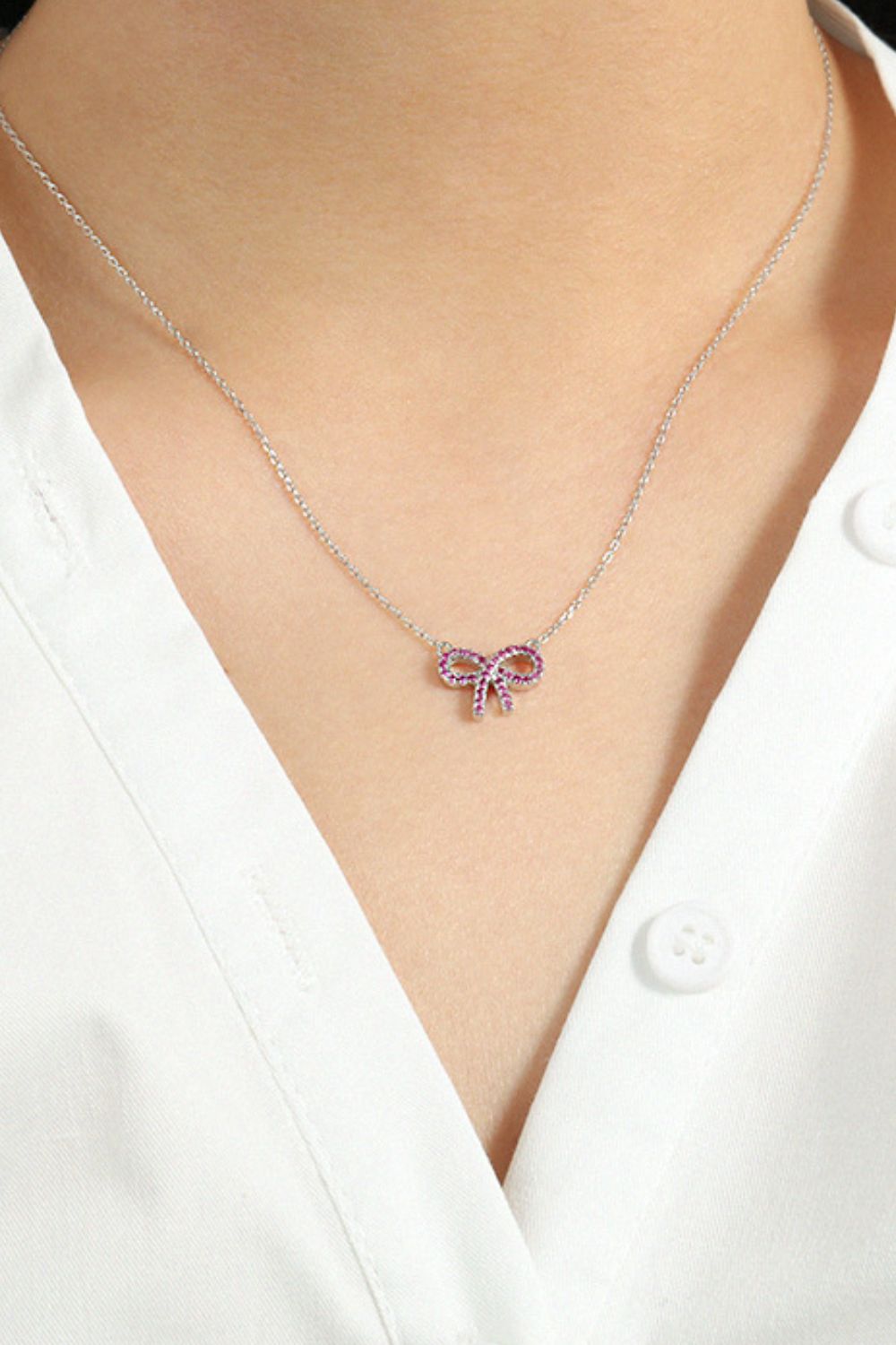 925 Sterling Silver Bow Necklace - felvior