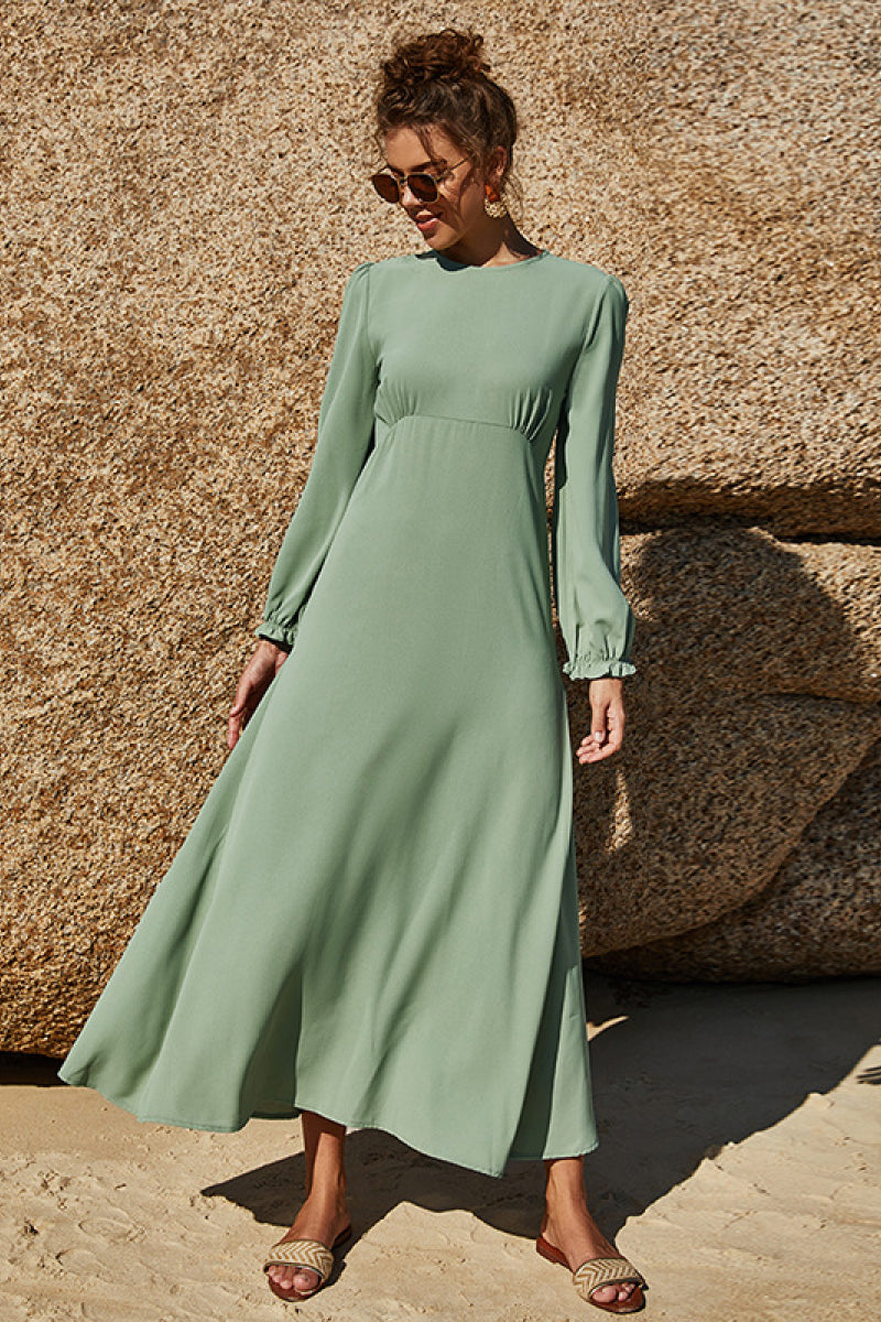 Puff Sleeve Flounce Dress - felvior