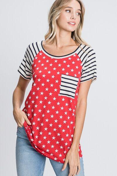 Heimish Full Size Star & Striped Round Neck Short Sleeve T-Shirt Plus Size - felvior