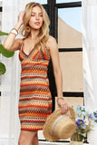 ADORA Contrast Striped V-Neck Mini Dress - felvior