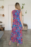 FAM-FAM Tiered Printed V-Neck Sleeveless Dress - felvior