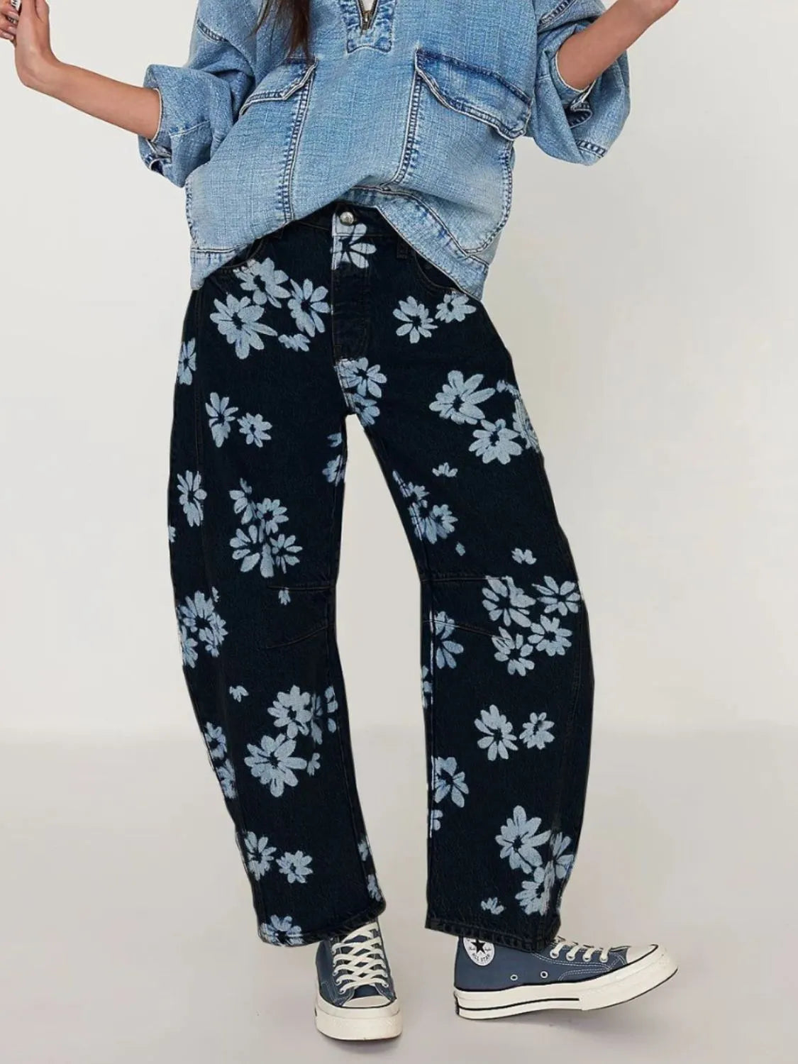 Printed Wide Leg Jeans Image principale du produit