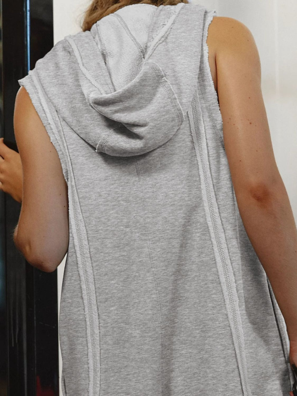 Half Zipped Hooded Sleeveless Romper