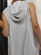 Half Zipped Hooded Sleeveless Romper