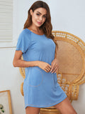 Round Neck Short Sleeve Lounge Dress - felvior
