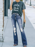 Distressed Bootcut Jeans with Pockets - felvior