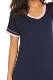 Contrast Trim Short Sleeve Lounge Dress - felvior
