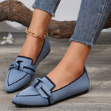 Bow Contrast Trim Point Toe Loafers - felvior