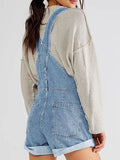 Pocketed Square Neck Wide Strap Denim Overalls - felvior