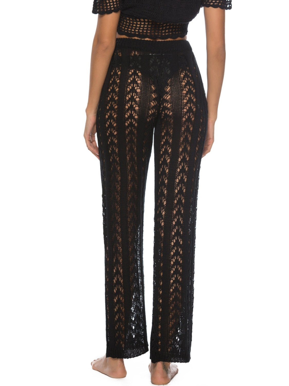 Cutout Drawstring High Waist Swim Pants - felvior