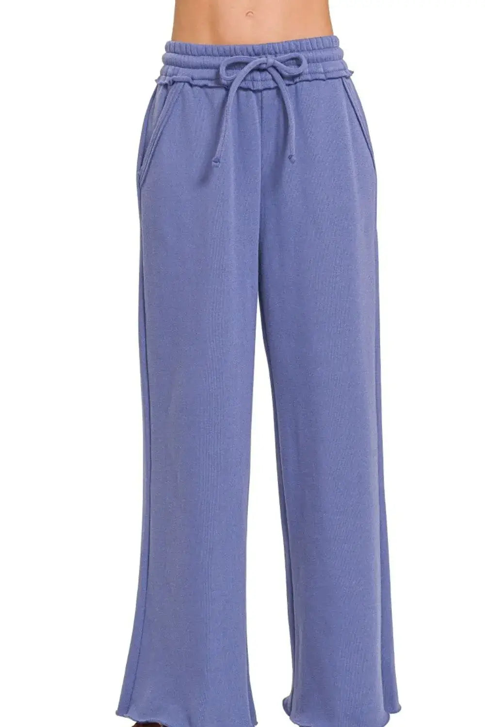 Zenana Fleece Exposed Seam Wide Leg Sweatpants Image principale du produit