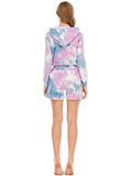 Tie-Dye Drawstring Hooded Top and Shorts Set - felvior