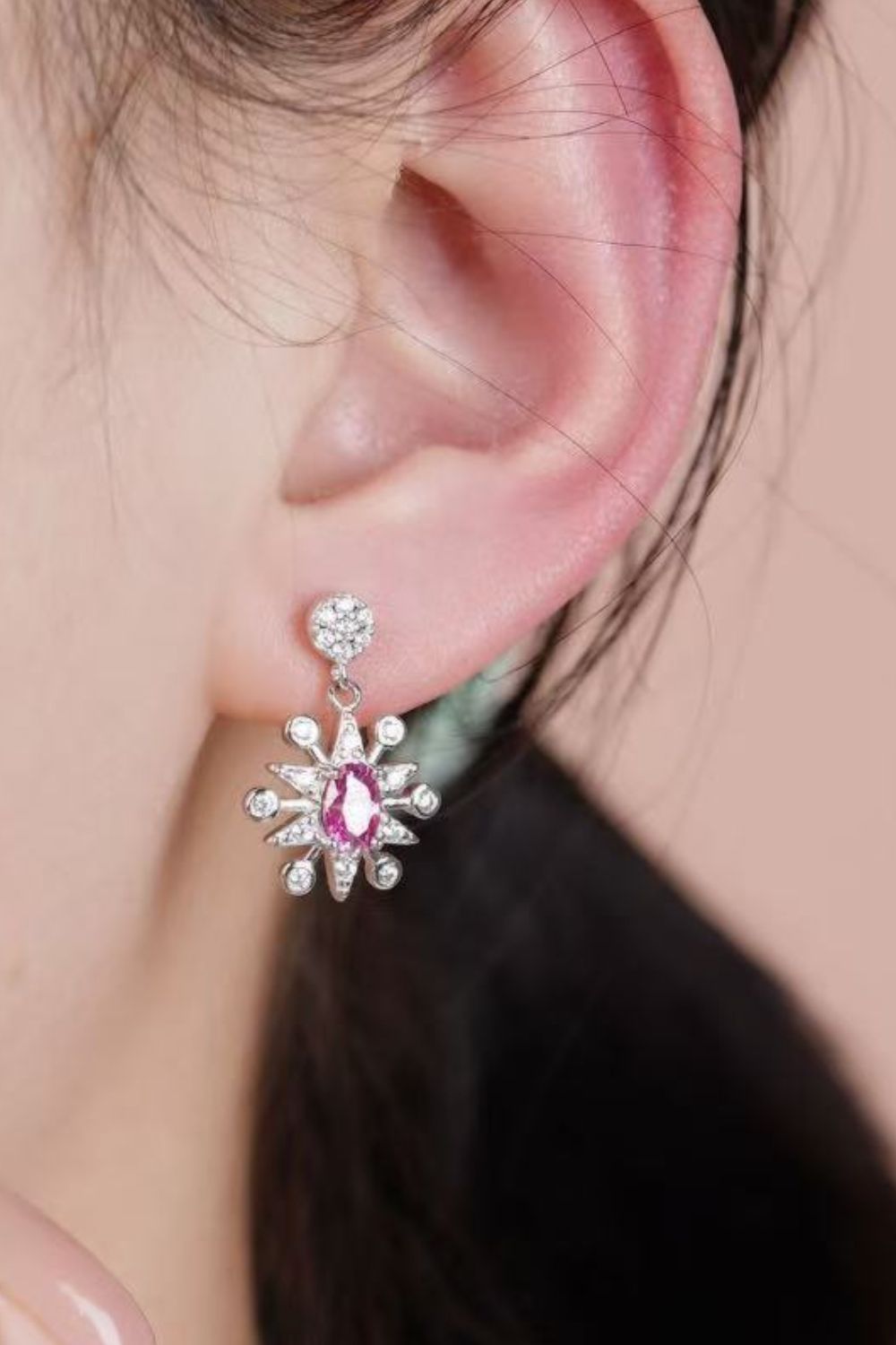 1 Carat Moissanite 925 Sterling Silver Moon & Star Earrings - felvior