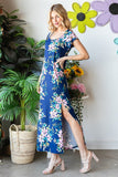 Heimish Full Size Floral Short Sleeve Slit Dress - felvior