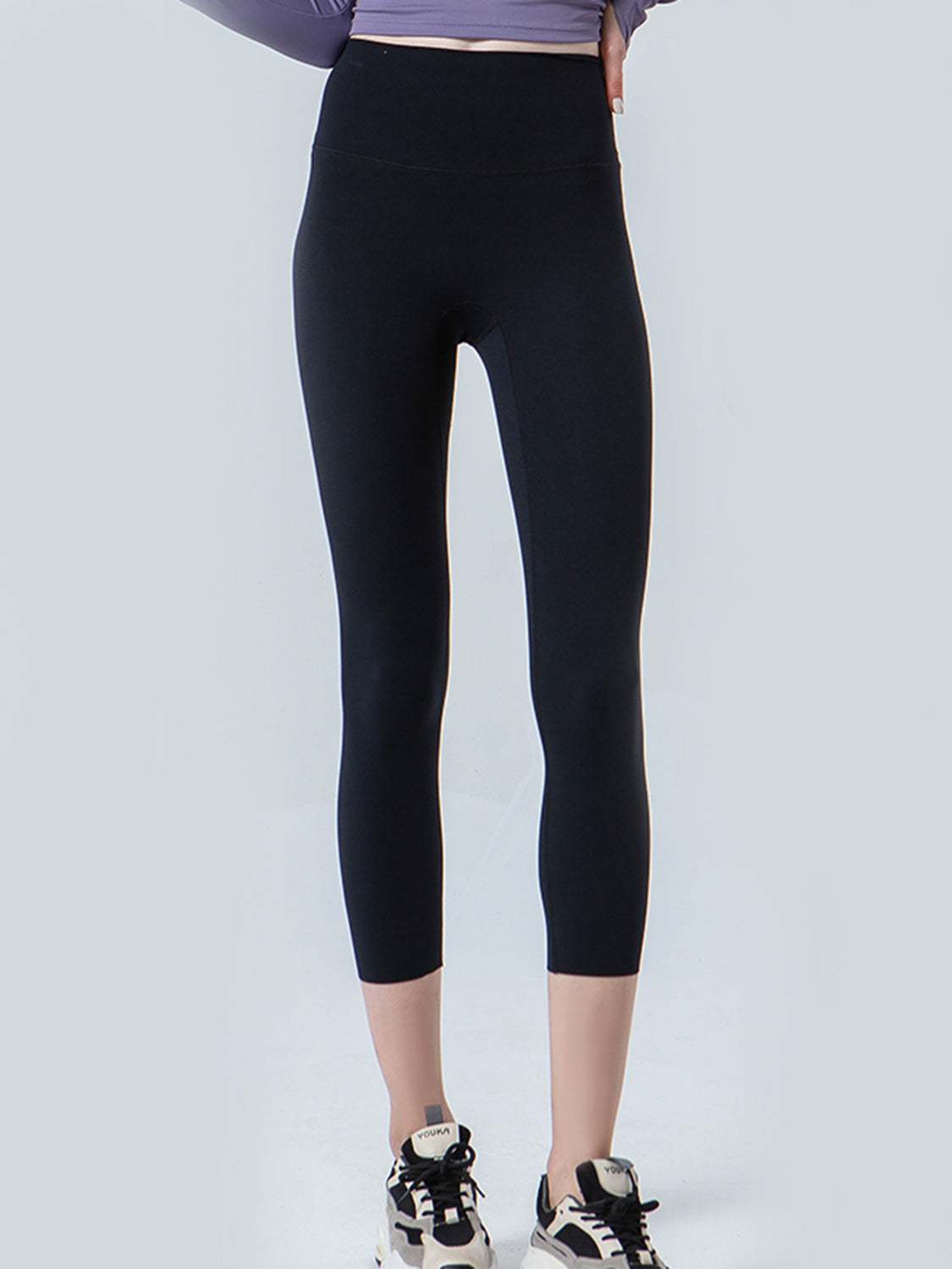 Wide Waistband Cropped Sports Leggings - felvior