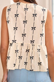 Tied Front Bow Print Peplum Tank - felvior