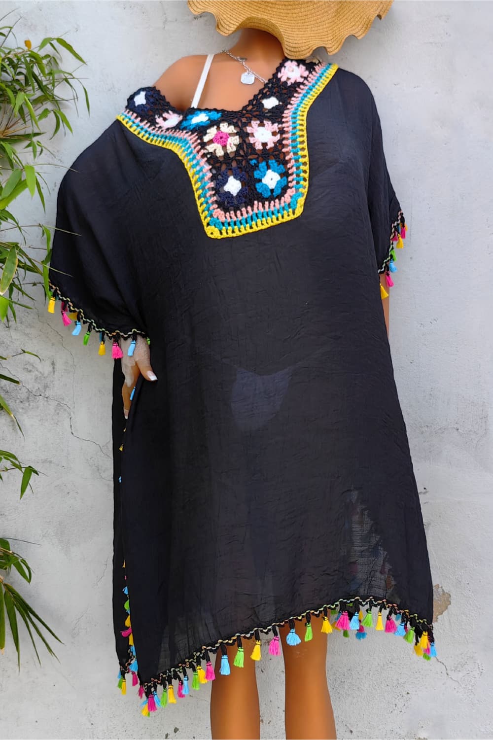 Tassel Detail Embroidery Dress - felvior