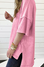 Mineral Wash Drop Shoulder Round Neck T-Shirt