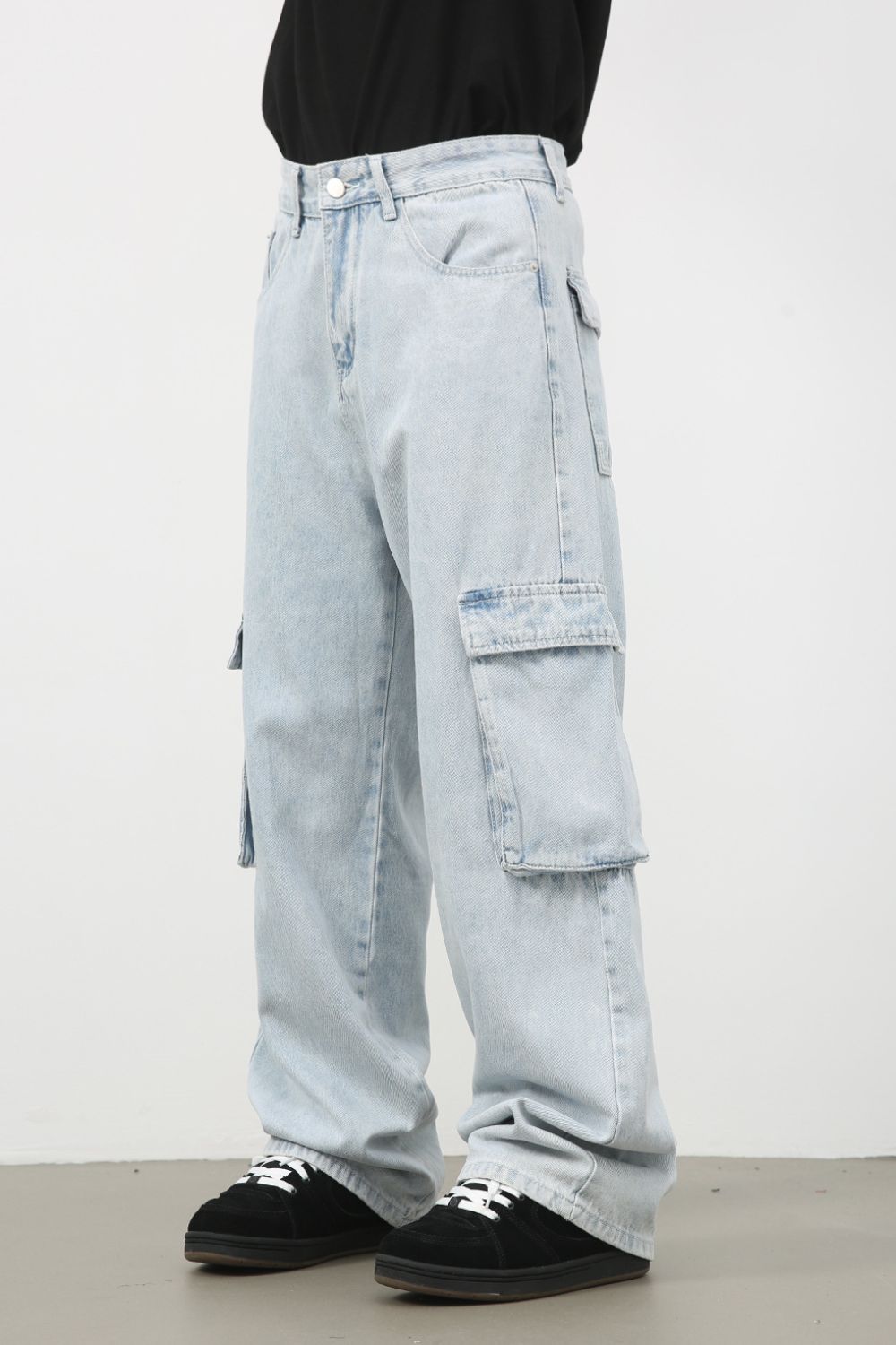 Men's Wide Leg Jeans with Cargo Pockets Hauptbild