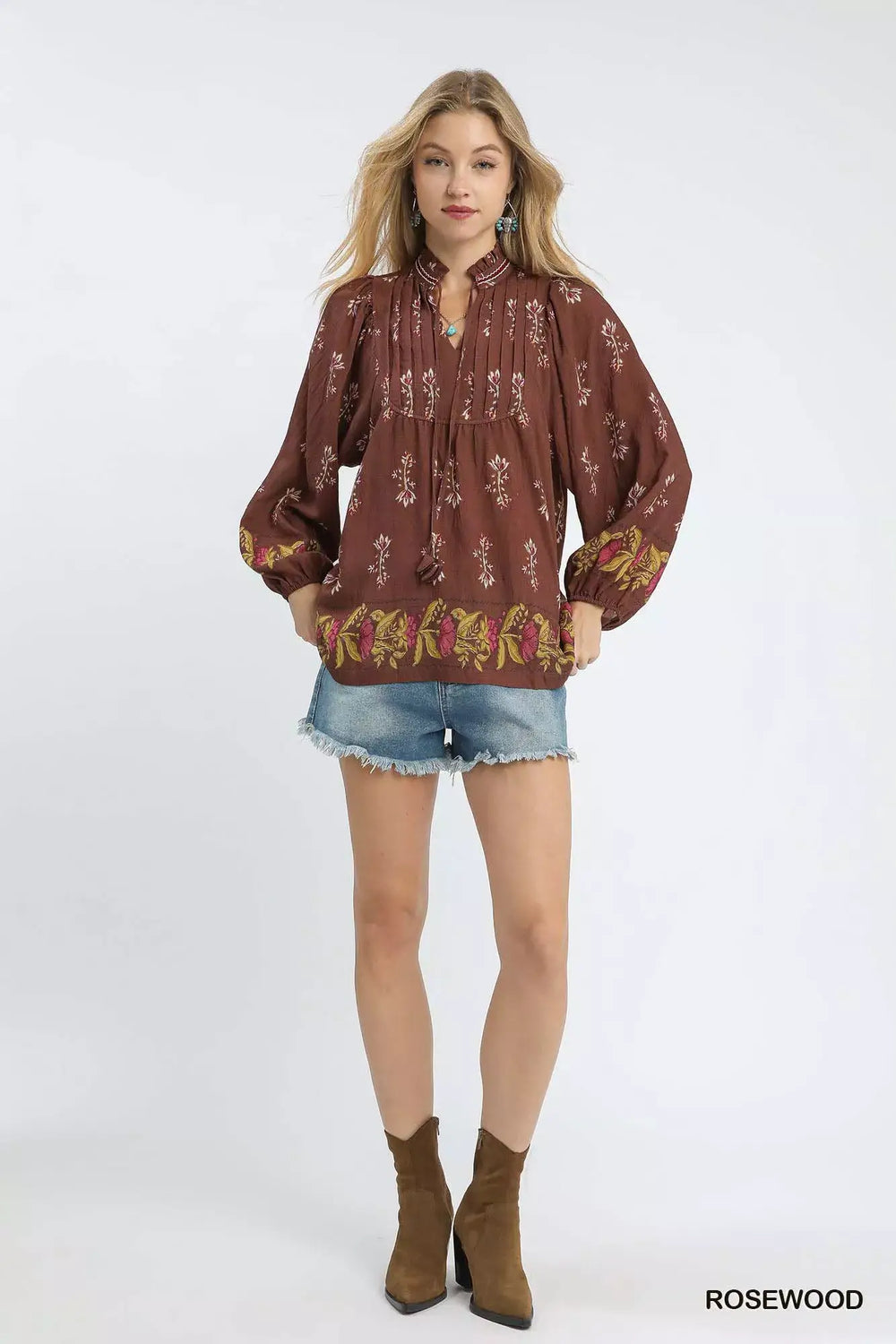 Umgee Floral Boho Peasant Blouse