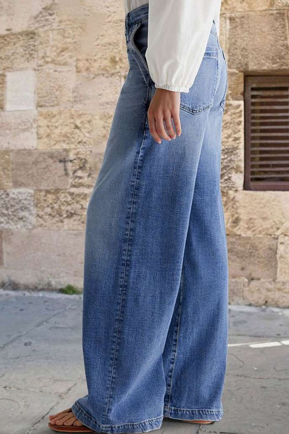 Pocketed Embroidered Straight Leg Jeans - felvior