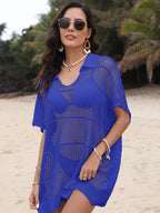 Hollow Out Collared Neck Cover-Up