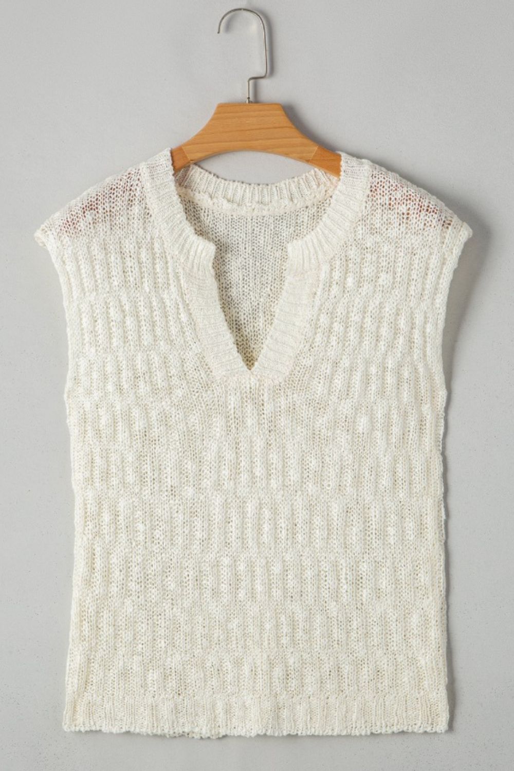 Notched Cap Sleeve Knit Top - felvior