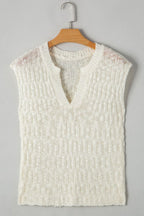 Notched Cap Sleeve Knit Top